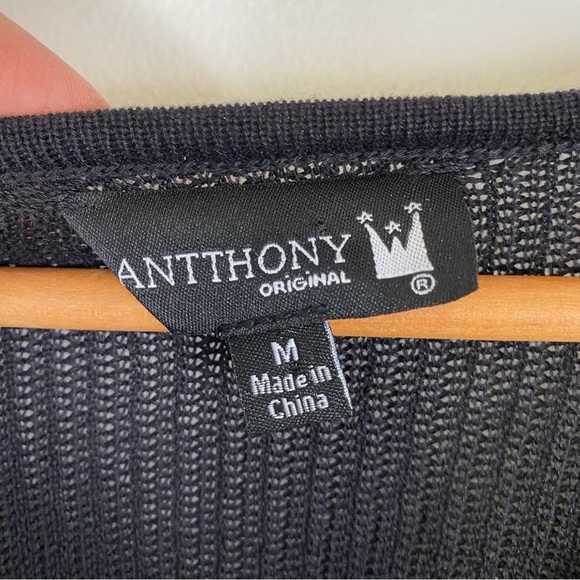 Antthony Originals Black Floral Texture Lace Trim Stretch Sz M Whimsygoth Witchy - Picture 4 of 9